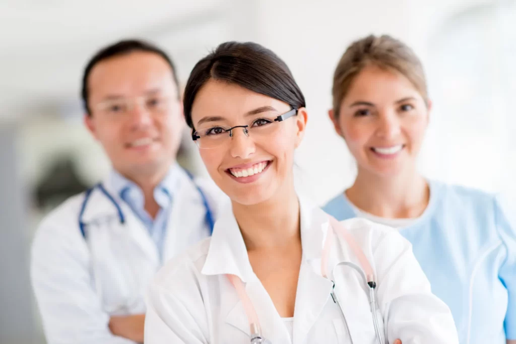 medical staff at the hospital looking happy utc